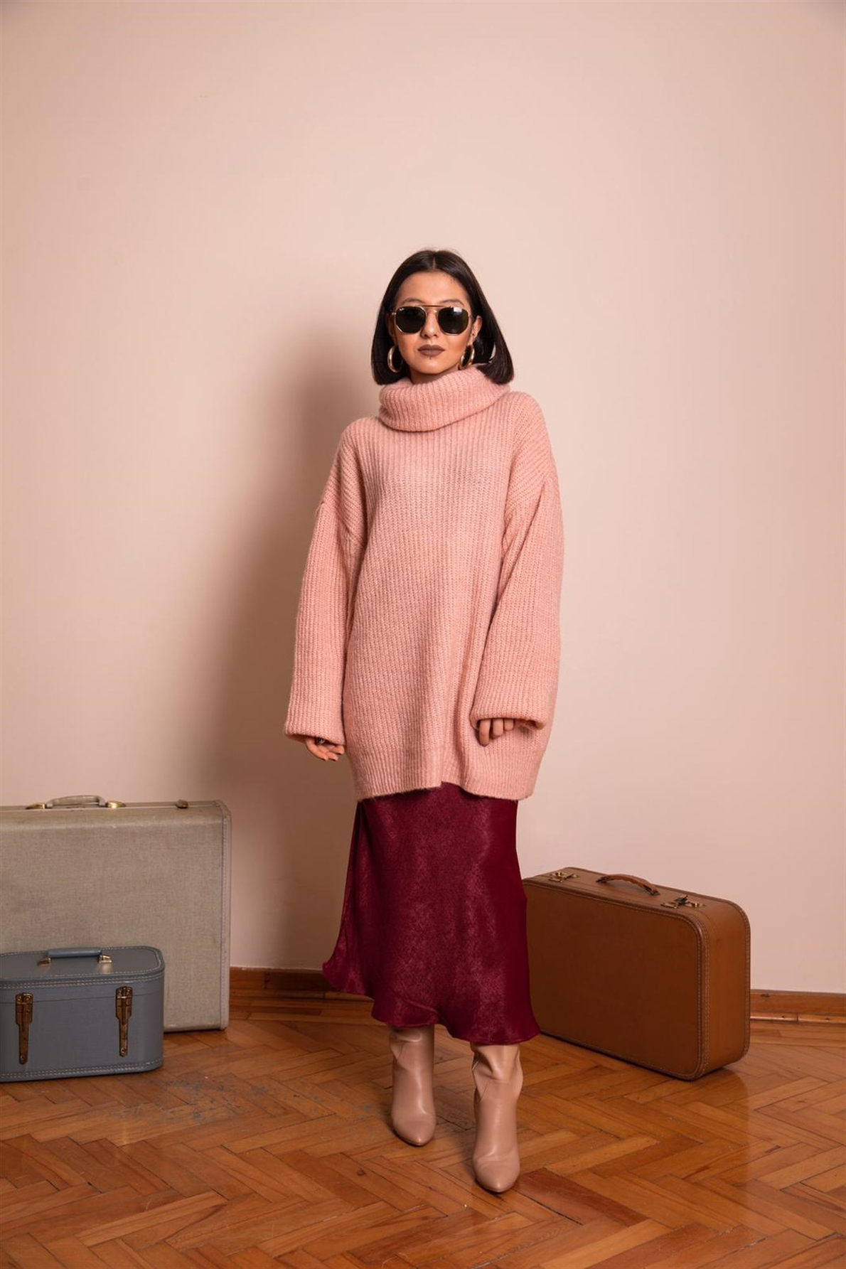Bordo Saten Etek
