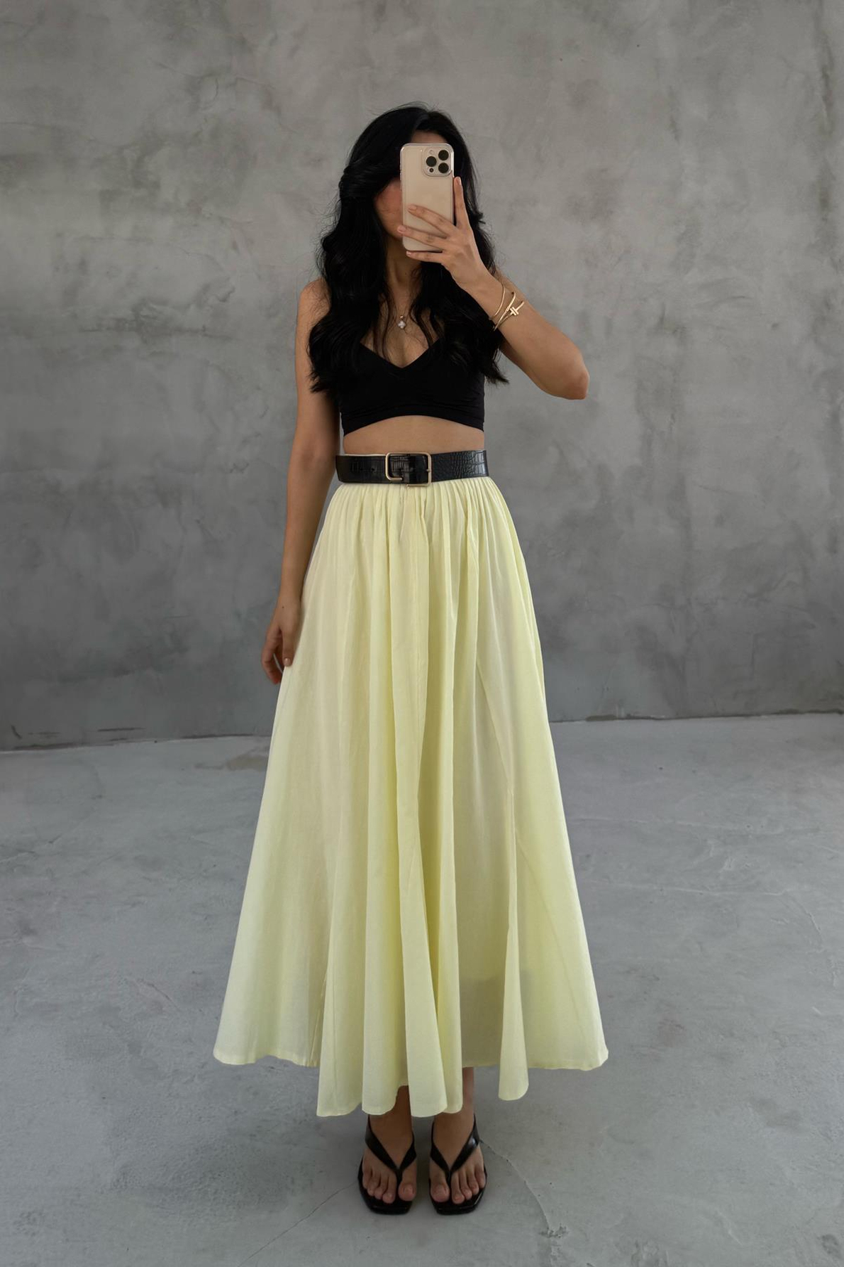 Butter Yellow Pinterest Dökümlü Premıum Etek