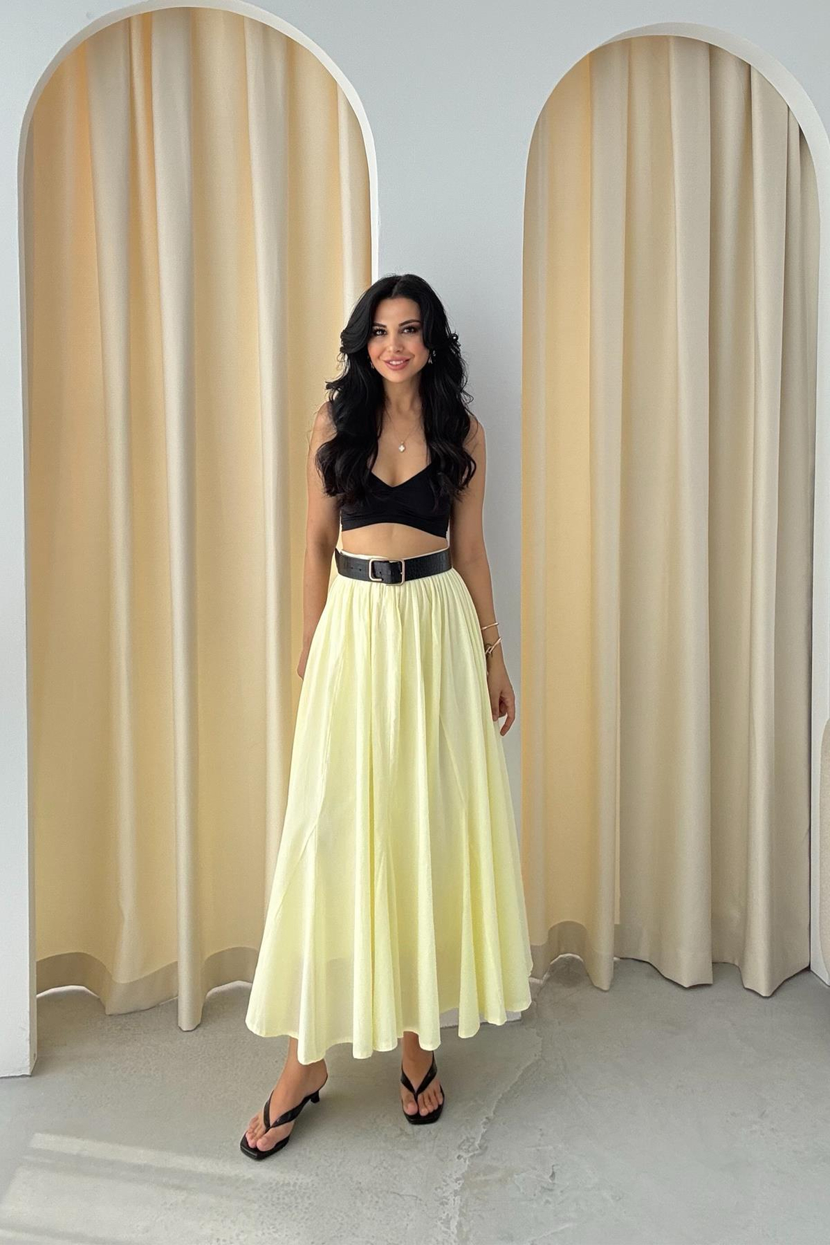 Butter Yellow Pinterest Dökümlü Premıum Etek