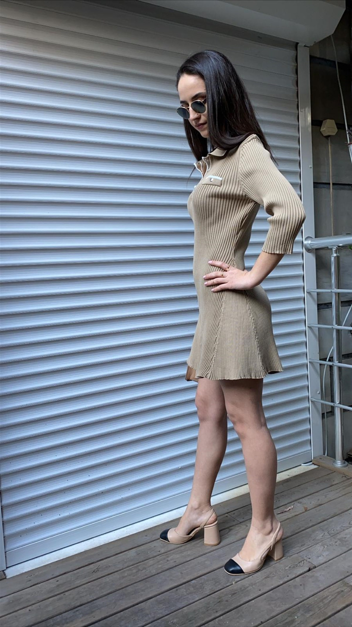 Camel Fitilli Mini Elbise