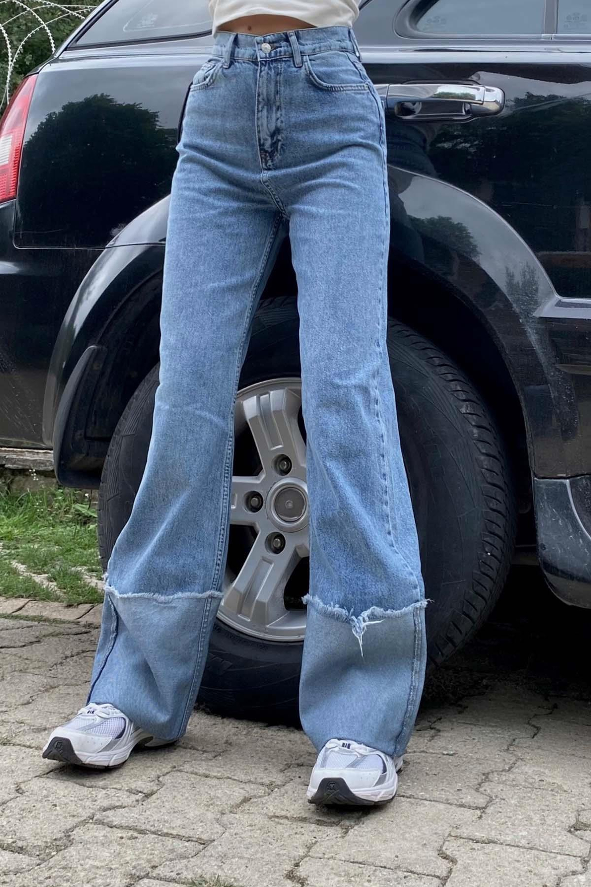 Duble Paça Yıkamalı Kadın Jean