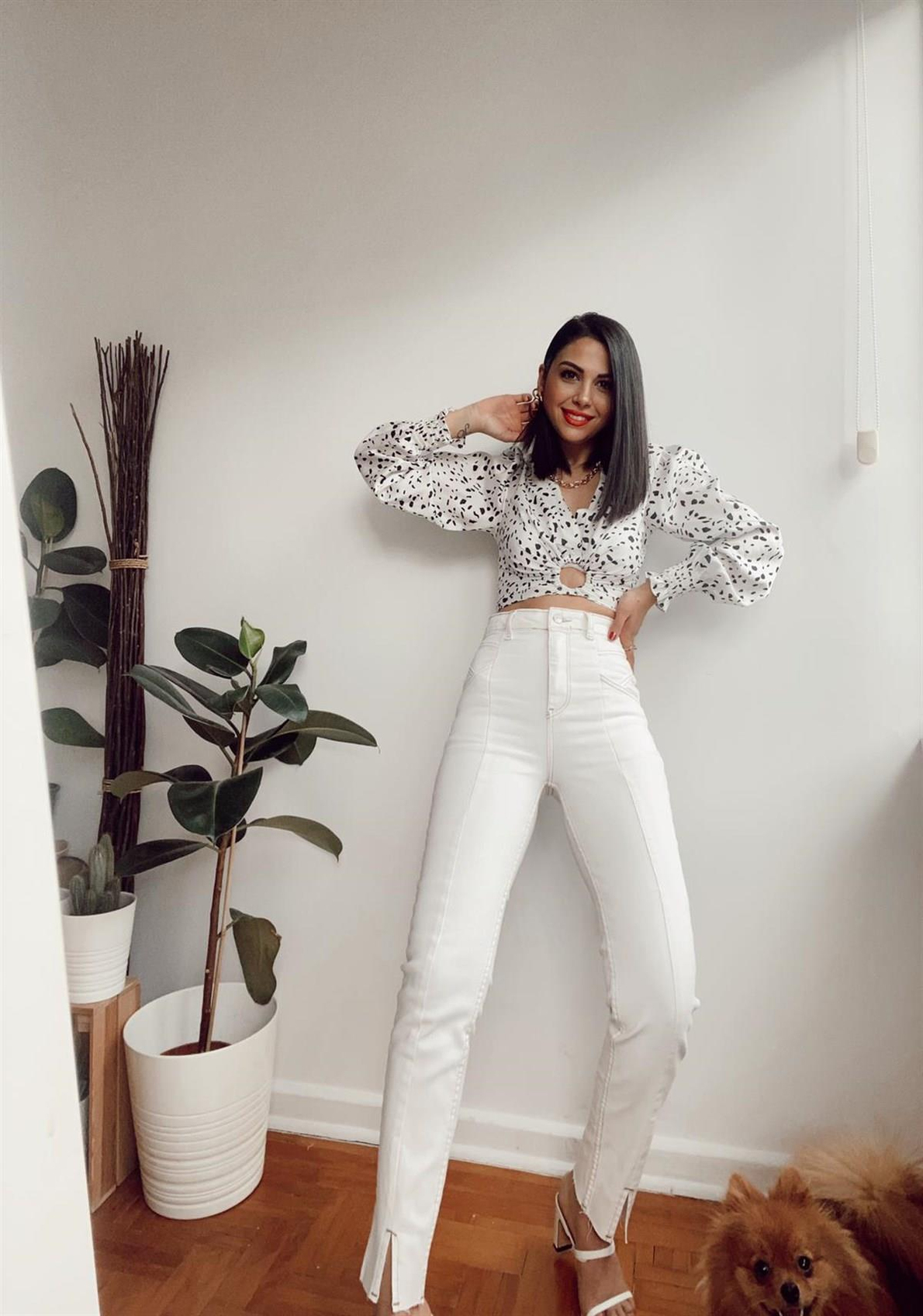 Ekru Crop Bluz