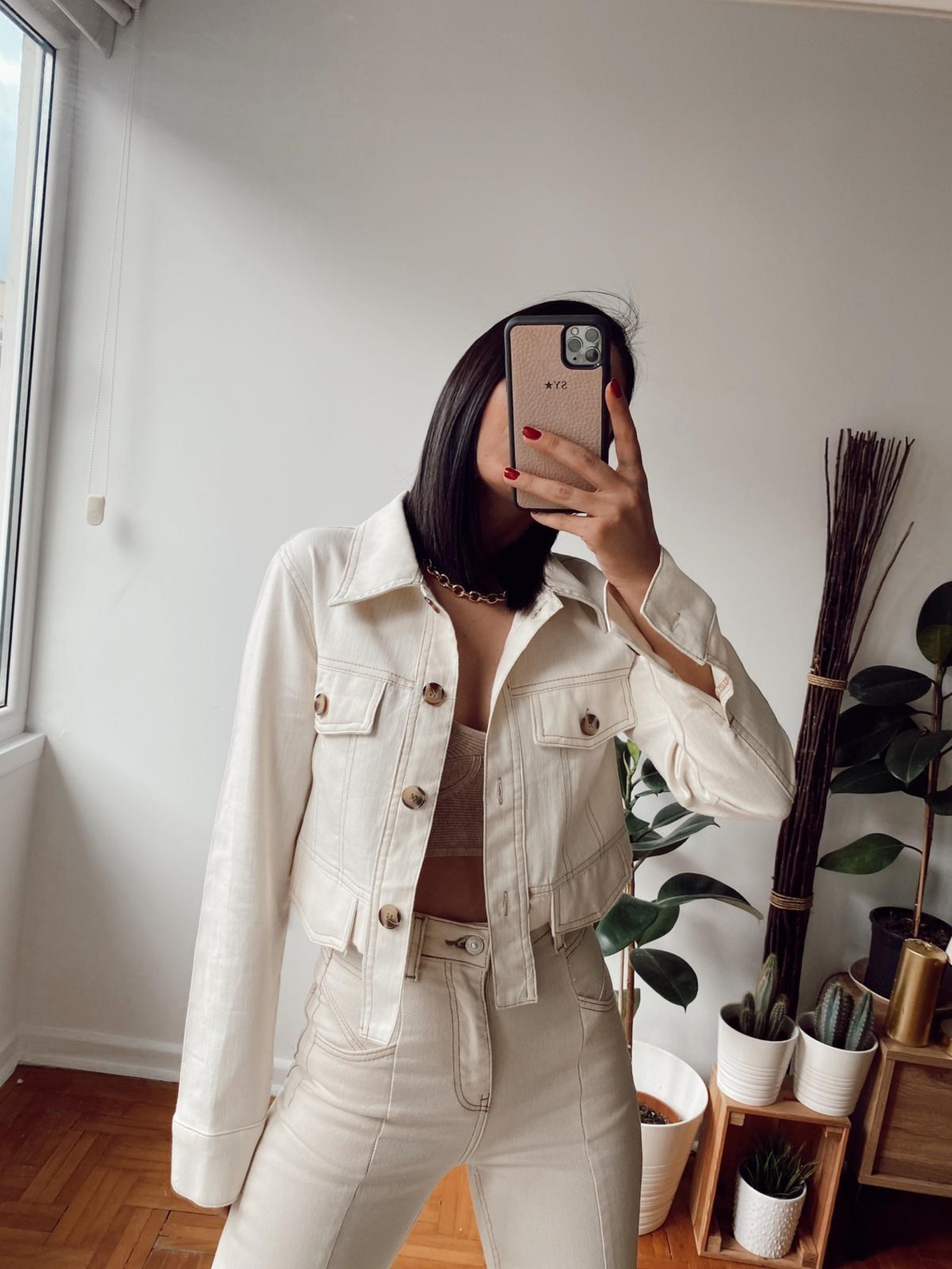 Ekru Crop Ceket