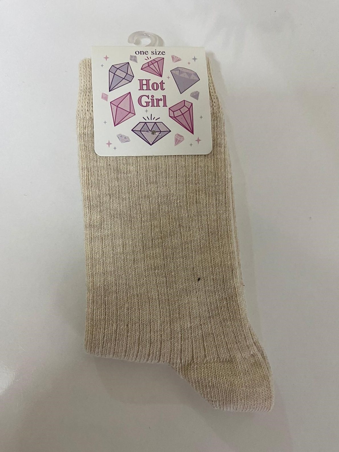 Ekru Fitilli Çorap