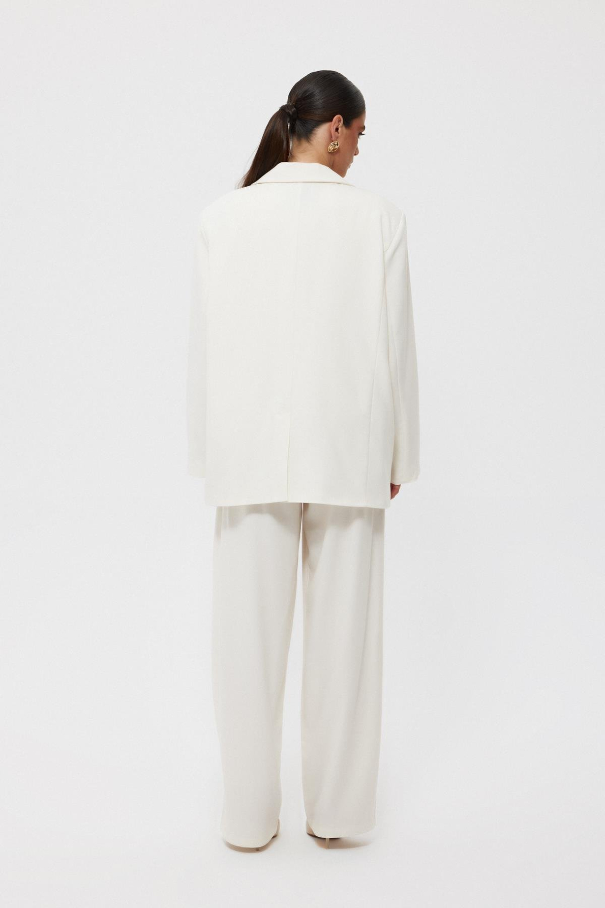 Ekru Maskülen Oversize Blazer Ceket