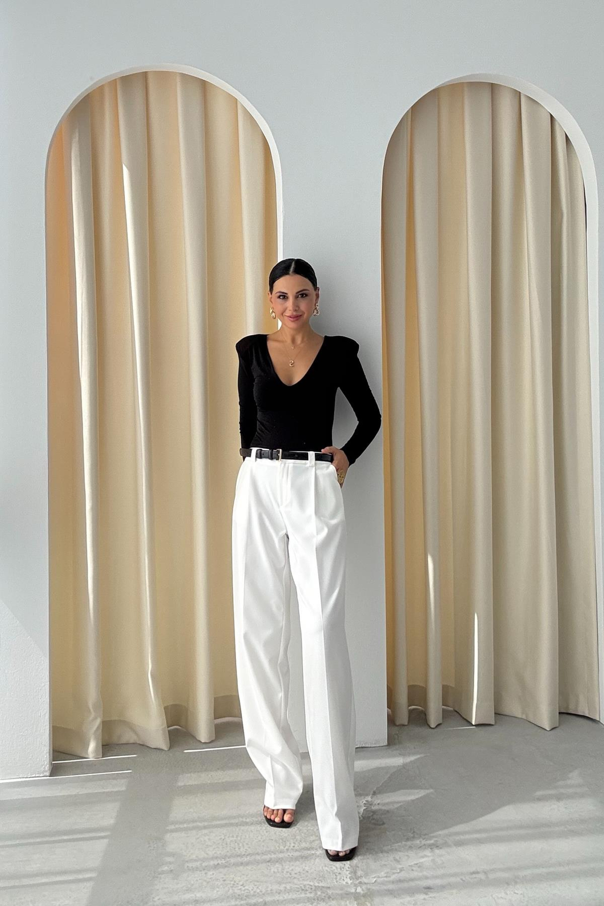 Ekru Premium Palazzo Pantolon