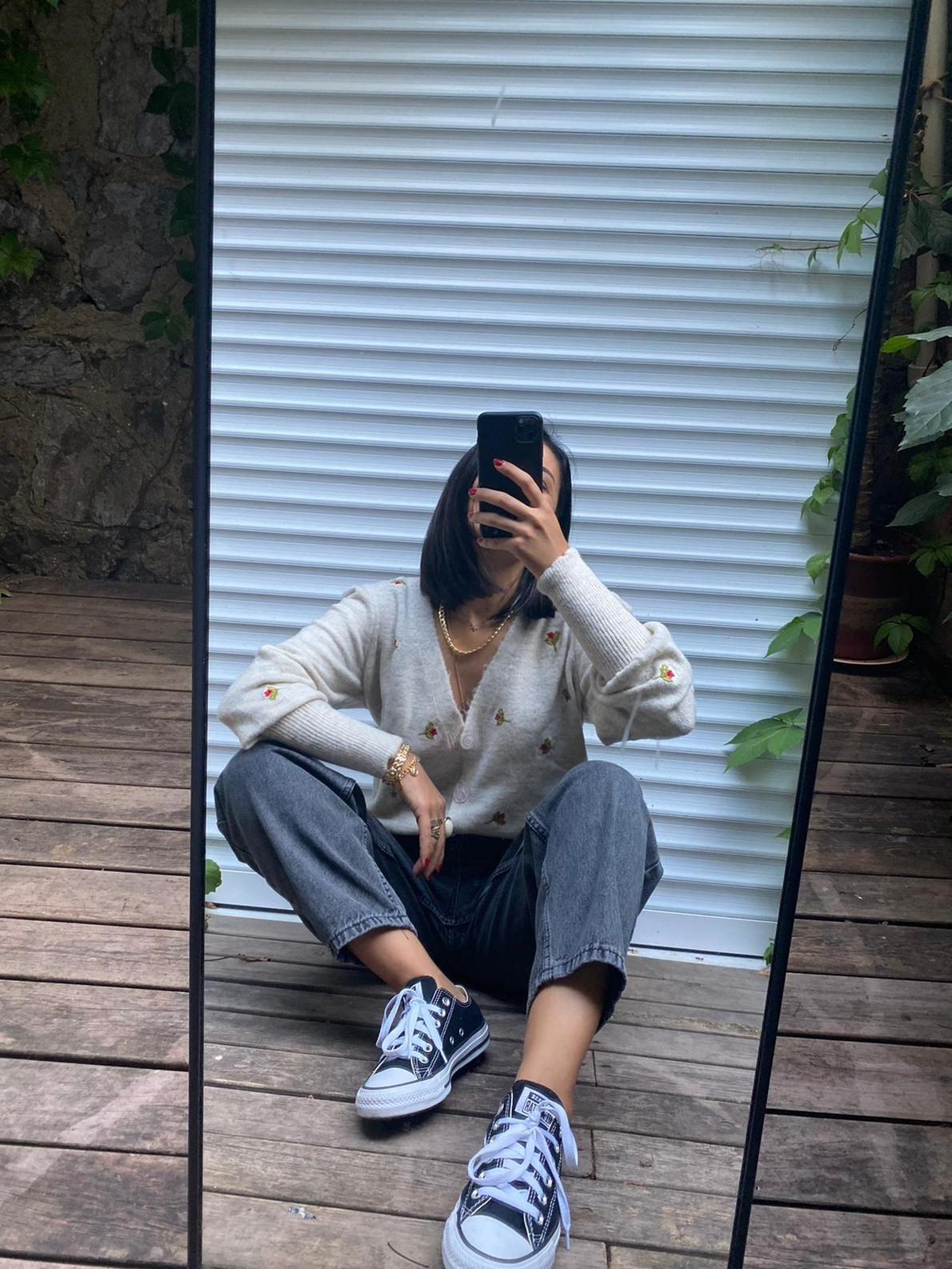 Füme Pileli Yandan Düğmeli Jean