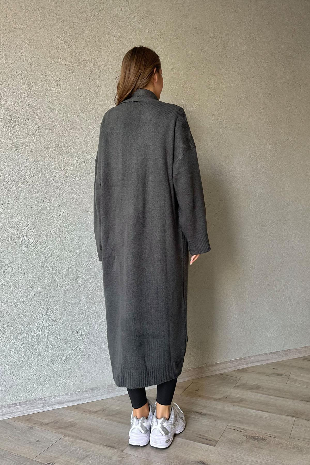 Füme Şal Yaka Uzun Hırka
