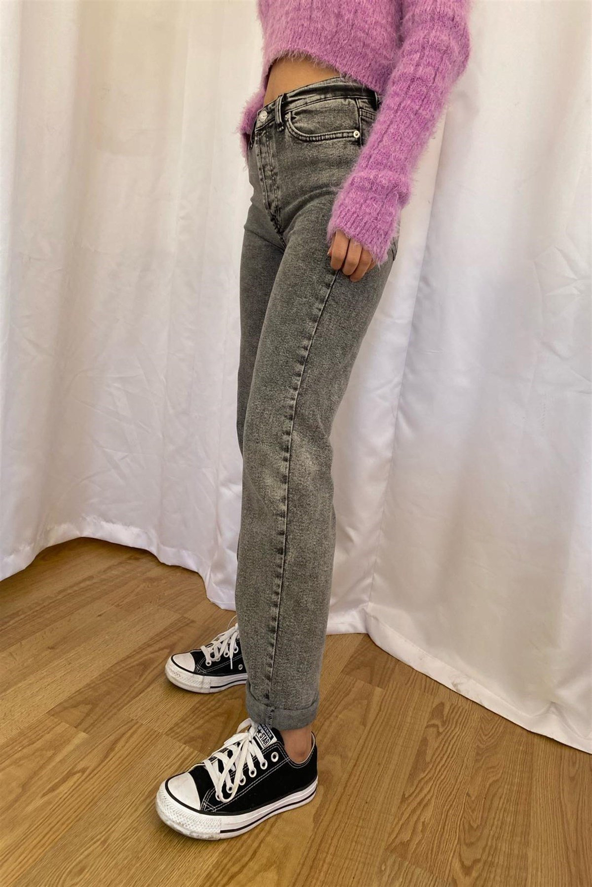 Füme Yüksek Bel Mom Jean