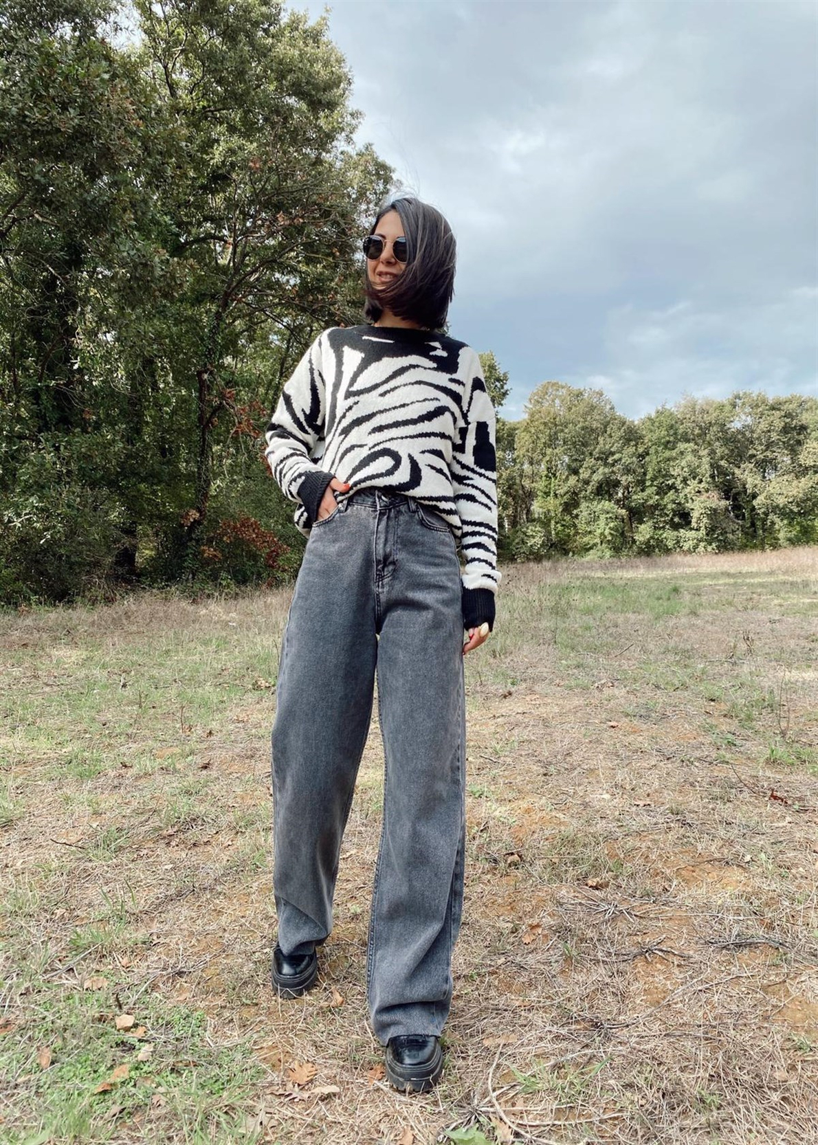 Füme Yüksek Bel Straight Fit Jean