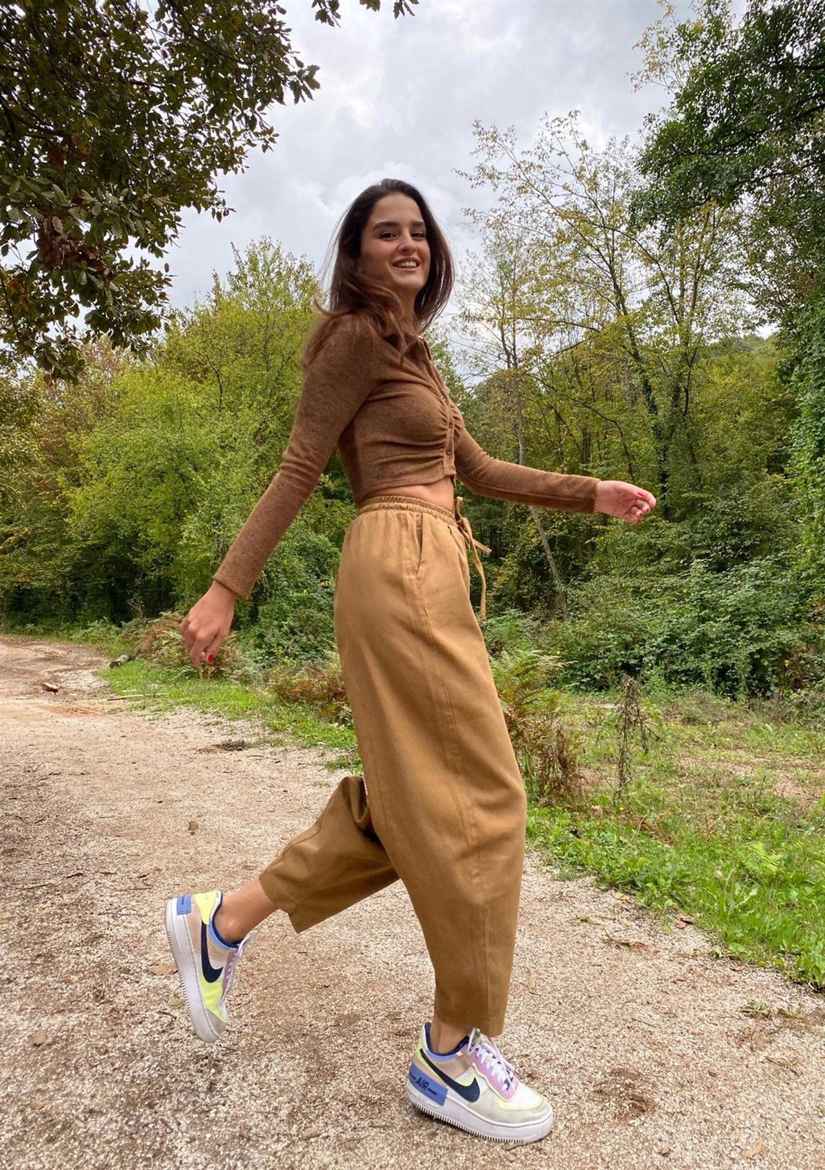 Kadın Kahve Gabardin Şalvar Pantolon