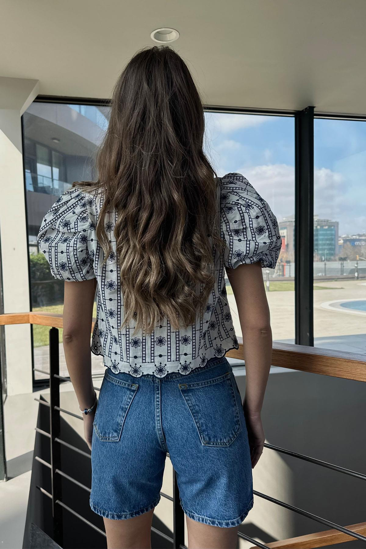 Kadın Mavi Mom Fit Jean Şort