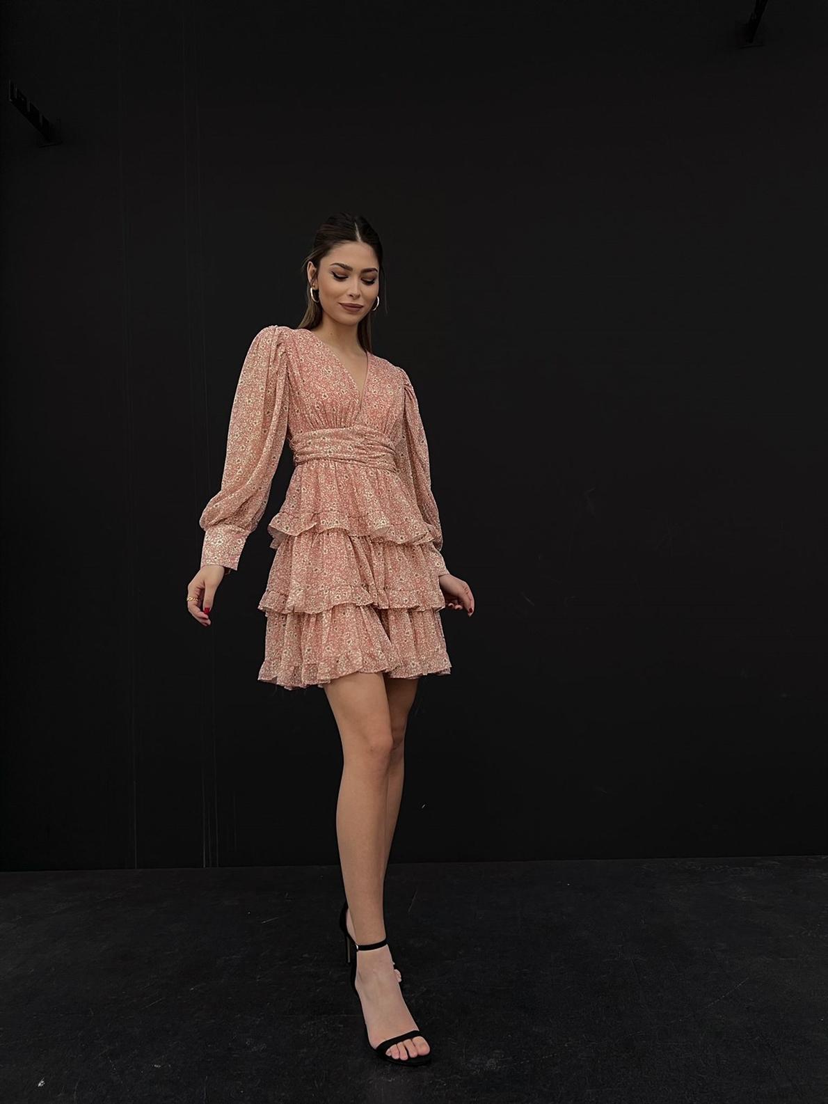 Kadın Volanlı Camellia Elbise Pembe