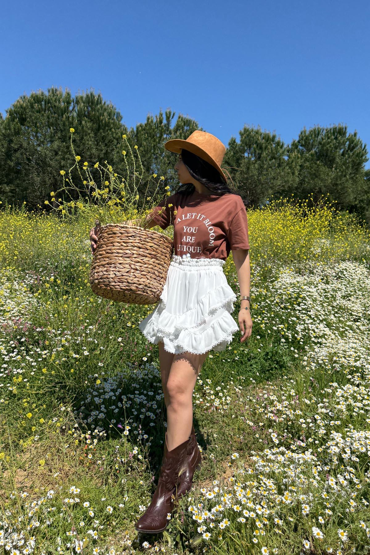 Kahve Yazılı Baskılı T-Shirt