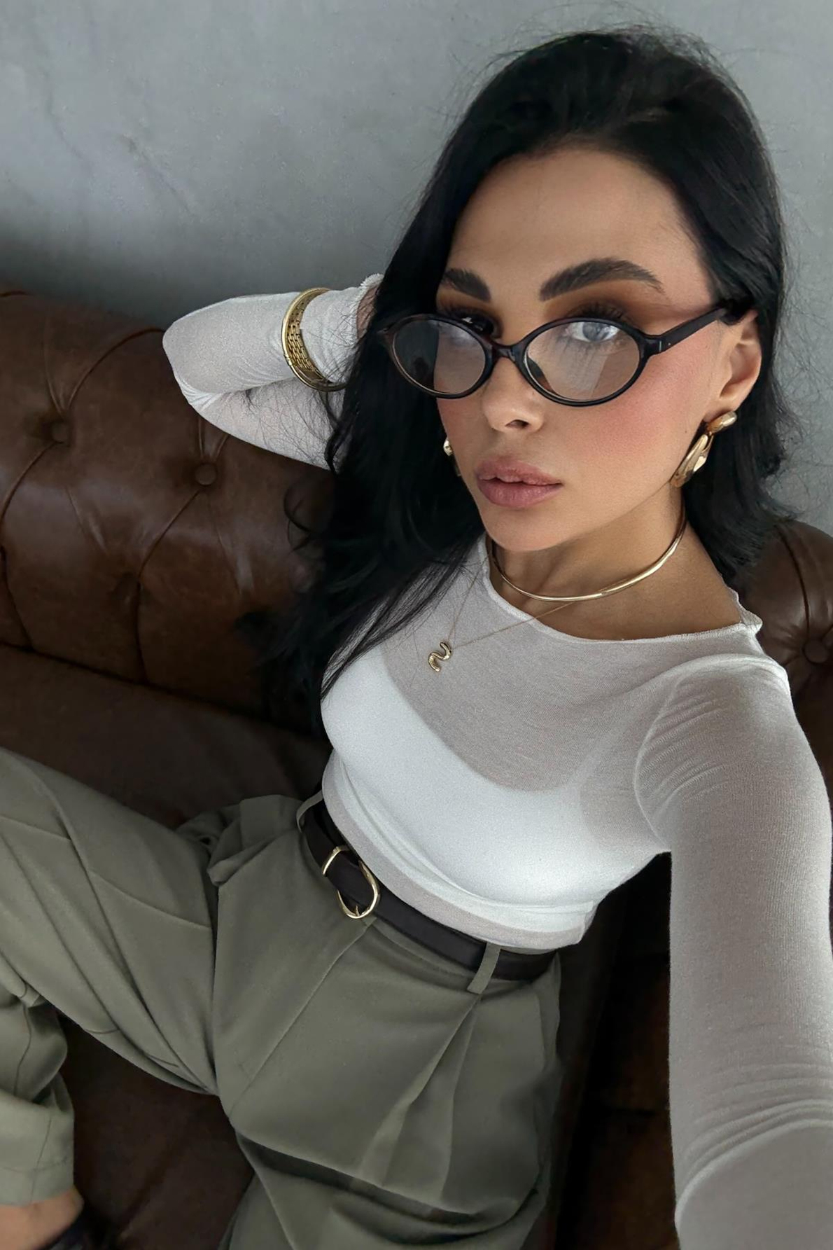 Kayık Yaka Kaşmir Ekru Transparan Body