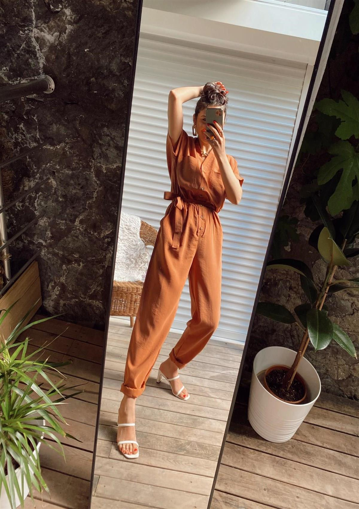 Kiremit Önü Düğmeli Tulum