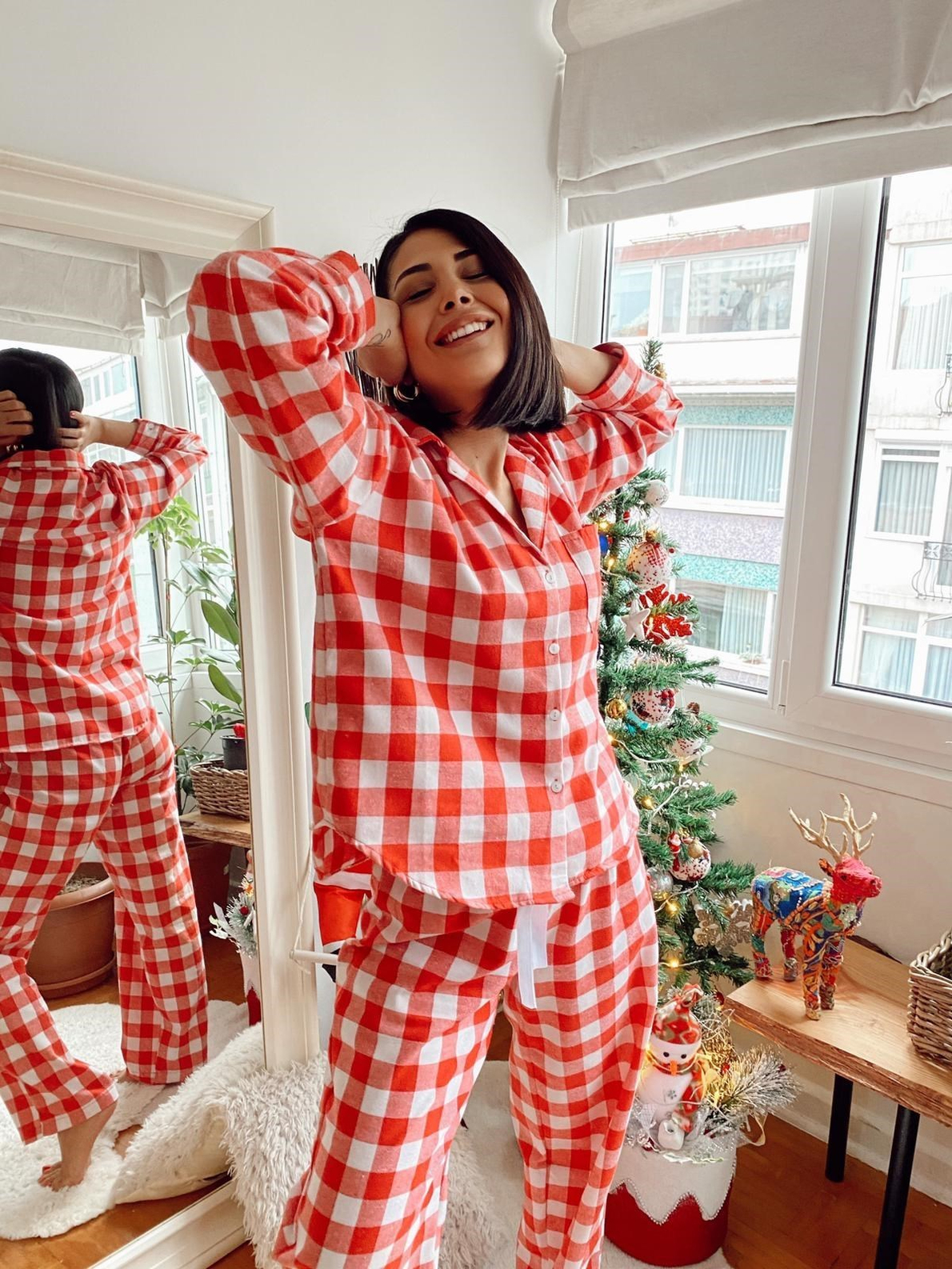 Kırmızı Ekoseli Pijama Takım