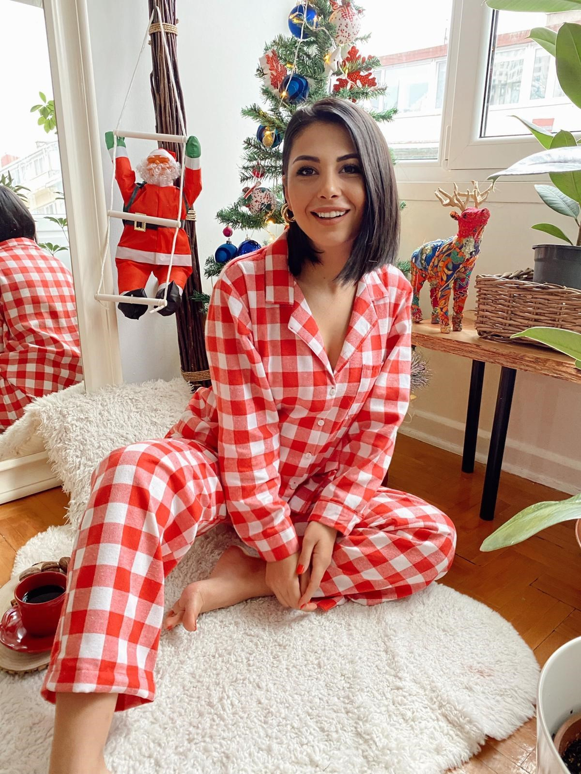 Kırmızı Ekoseli Pijama Takım