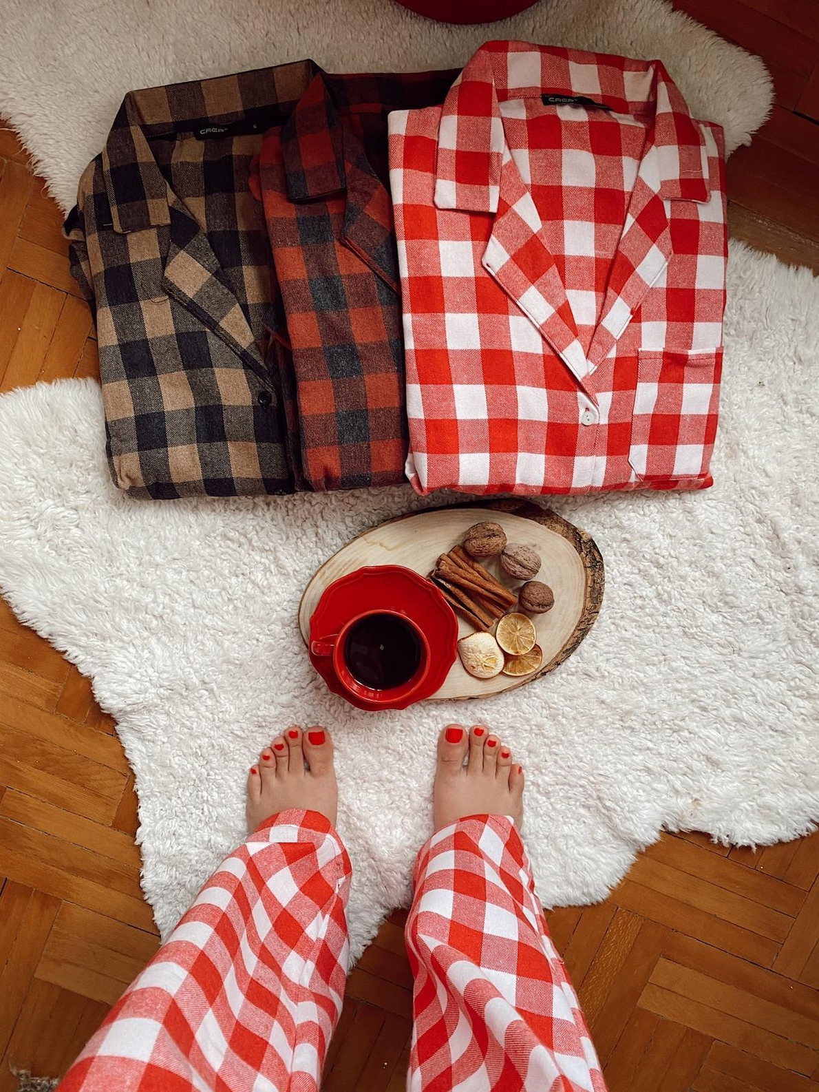 Kırmızı Ekoseli Pijama Takım