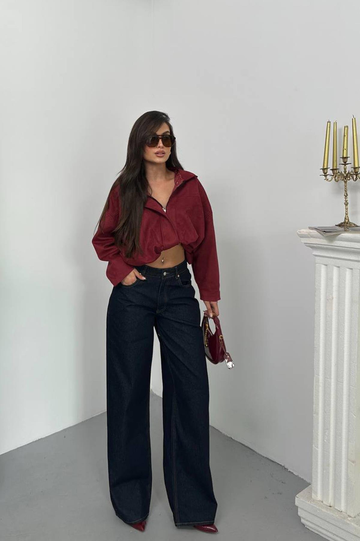 Lacivert Kot Baggy Pantolon