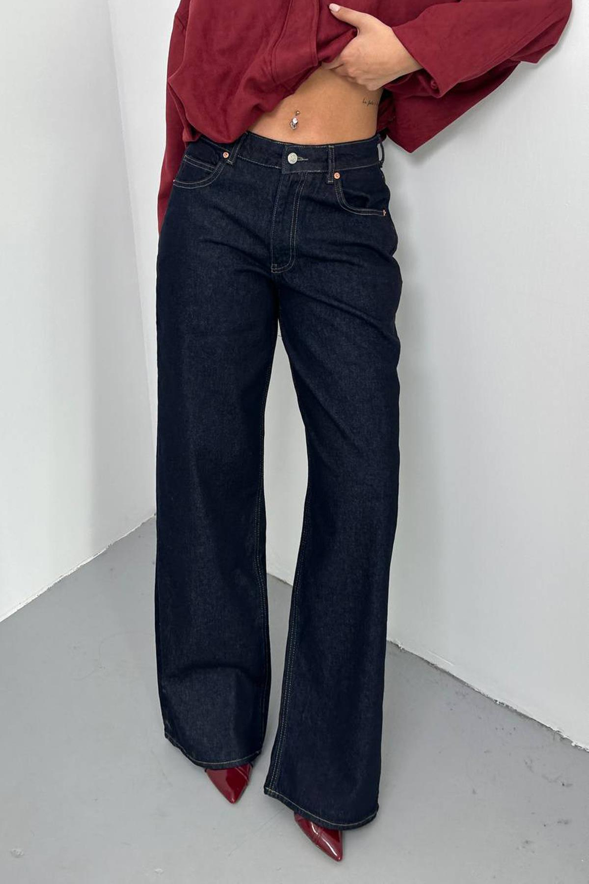 Lacivert Kot Baggy Pantolon