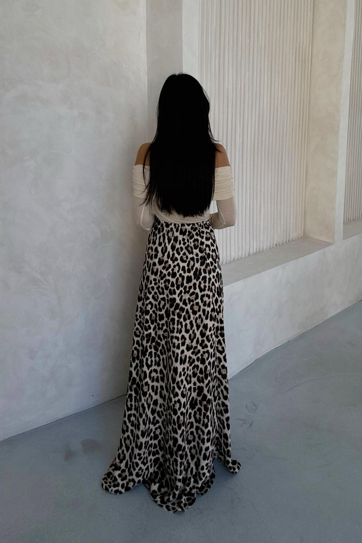 Leopar Desen Maxi Saten Etek