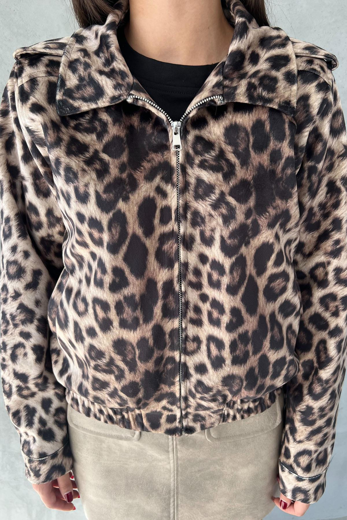 Leopar Desen Premium Süet Ceket