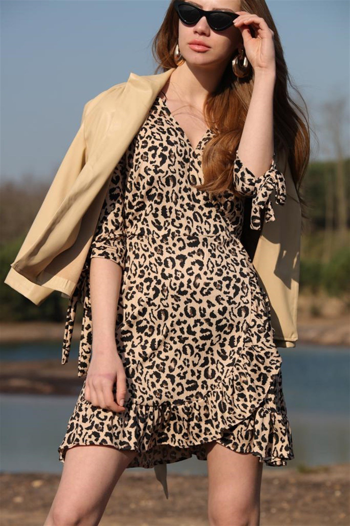Leopar Desenli Elbise