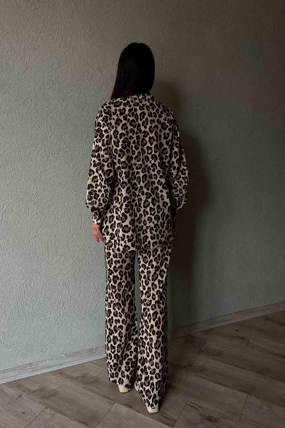 Leopar Oversize Gömlek Pantolon Takım