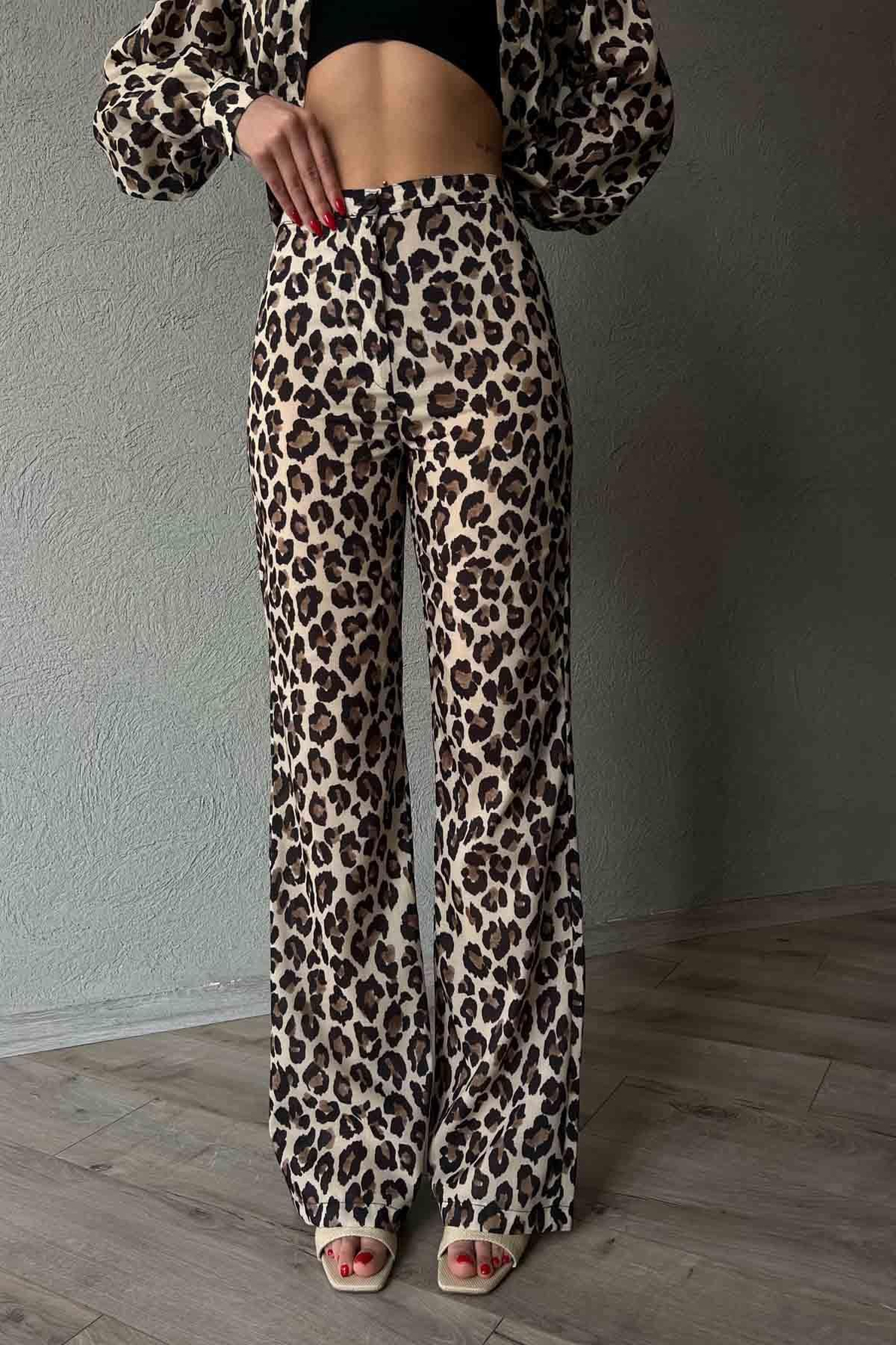 Leopar Oversize Gömlek Pantolon Takım