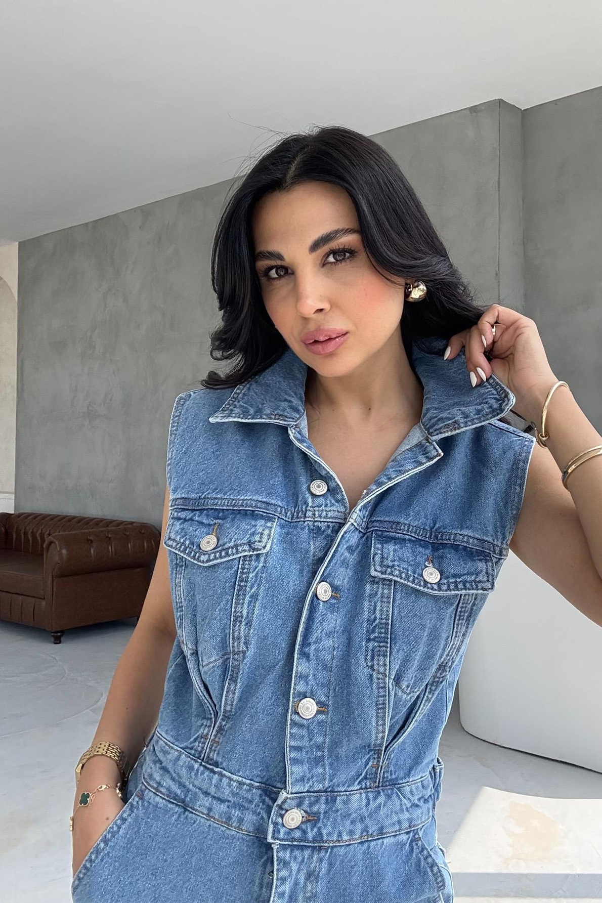 Mavi Balon Denim Tulum
