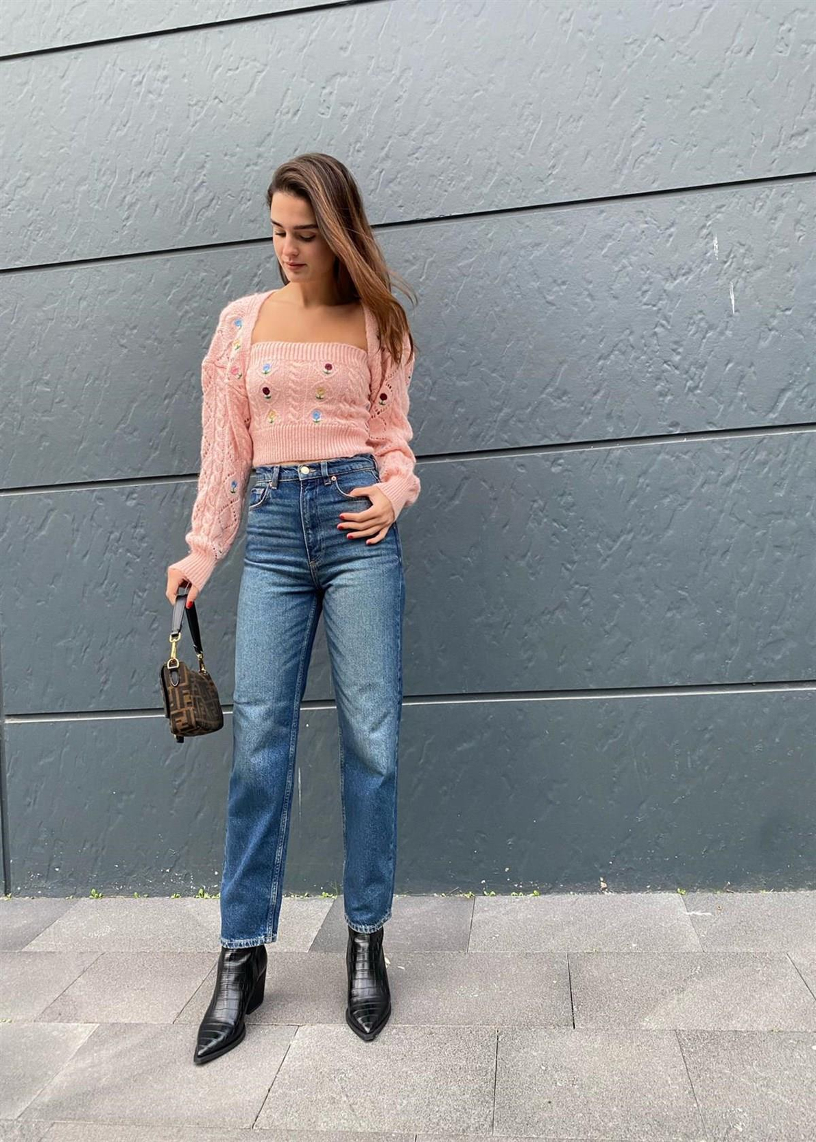 Mavi Yüksek Bel Straight Fit Jean