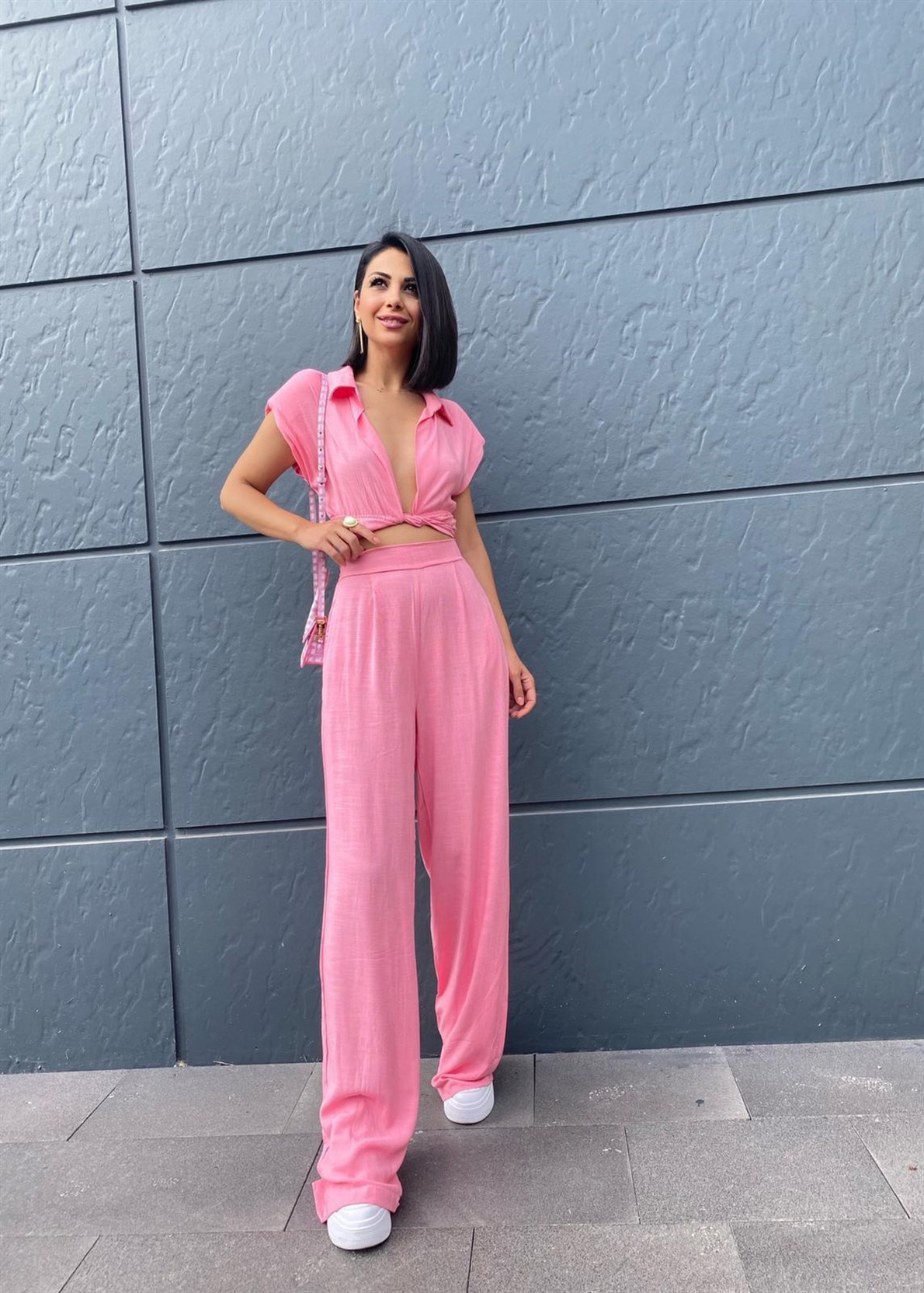 Pembe Keten Vatkalı Takım