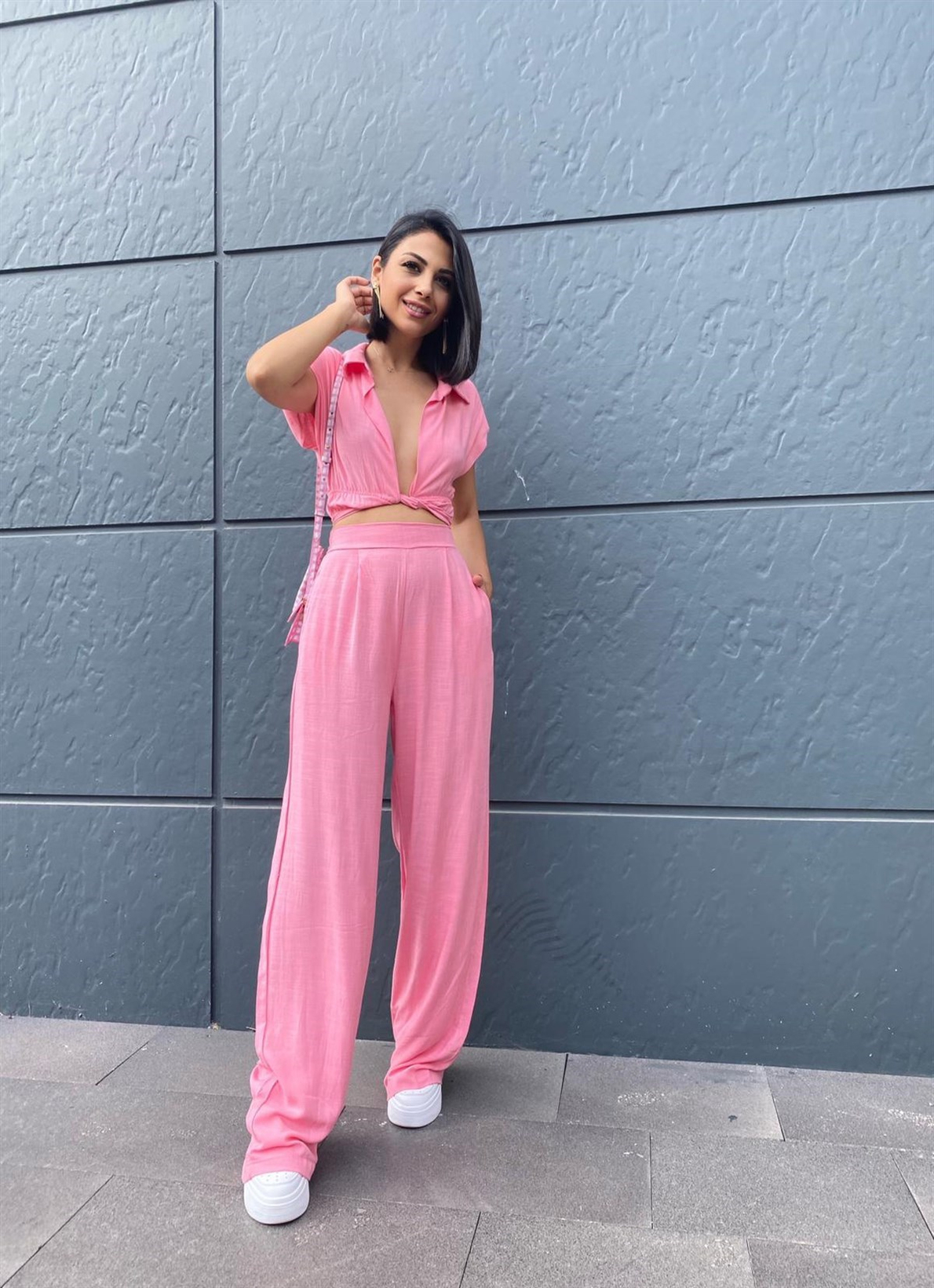 Pembe Keten Vatkalı Takım