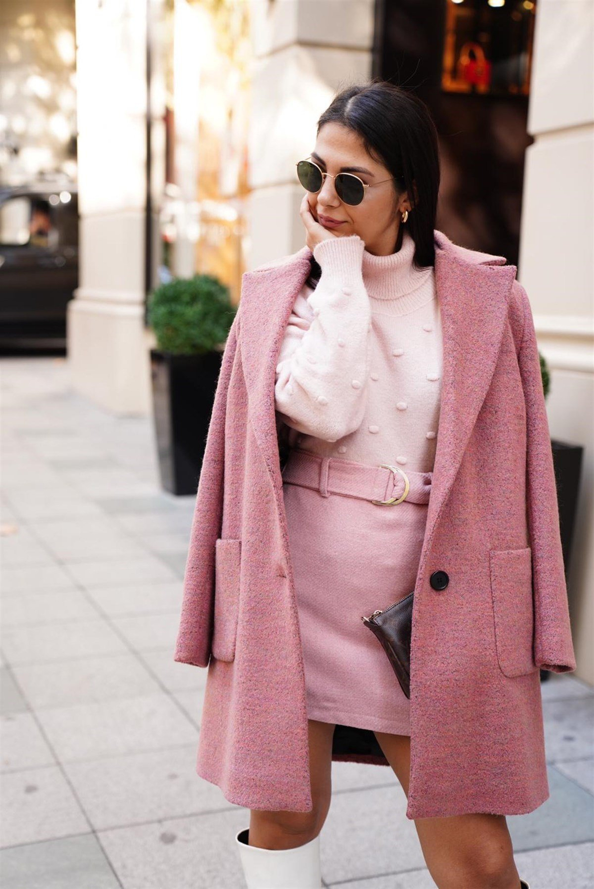 Pembe Kısa Kemerli Etek