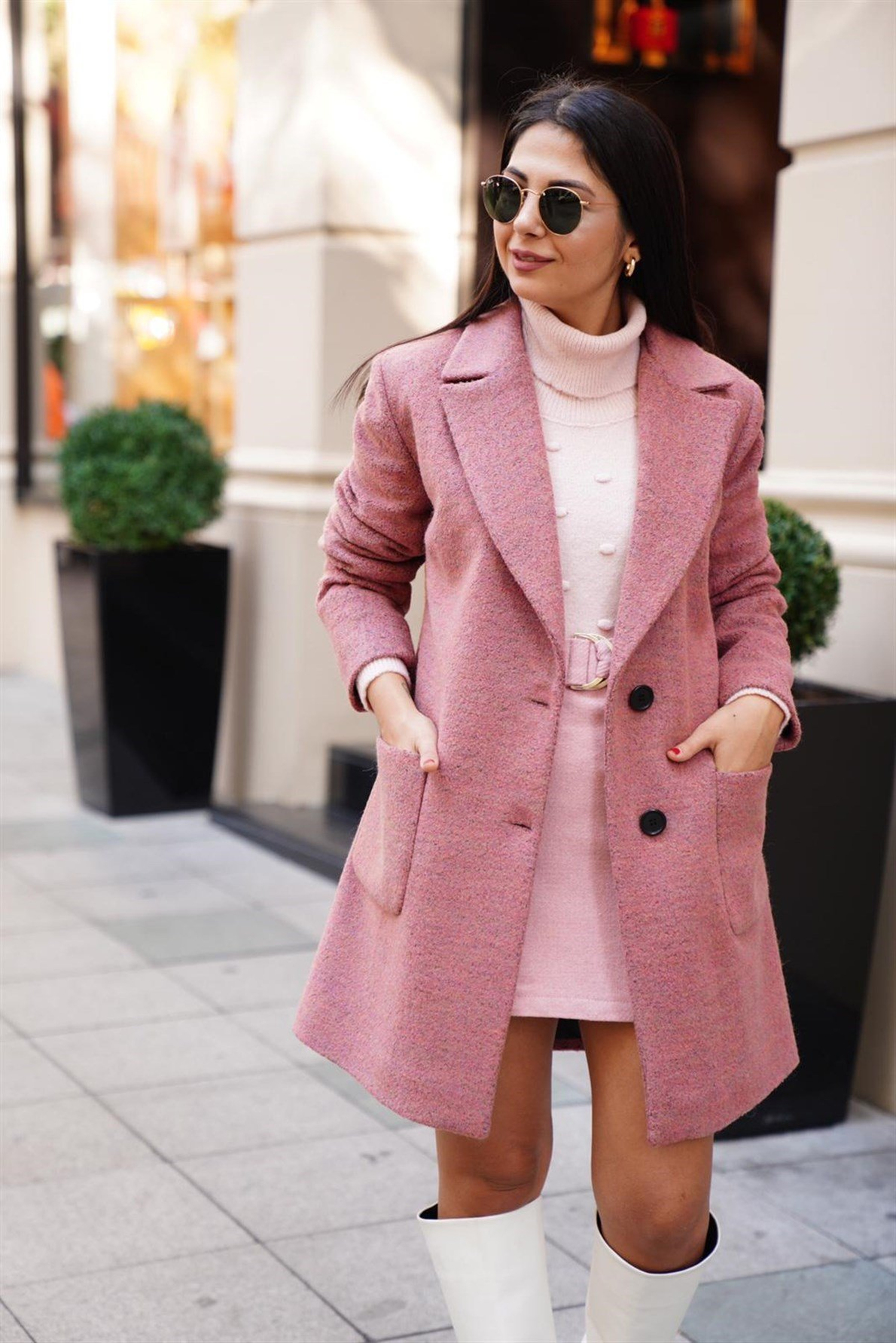 Pembe Kısa Kemerli Etek