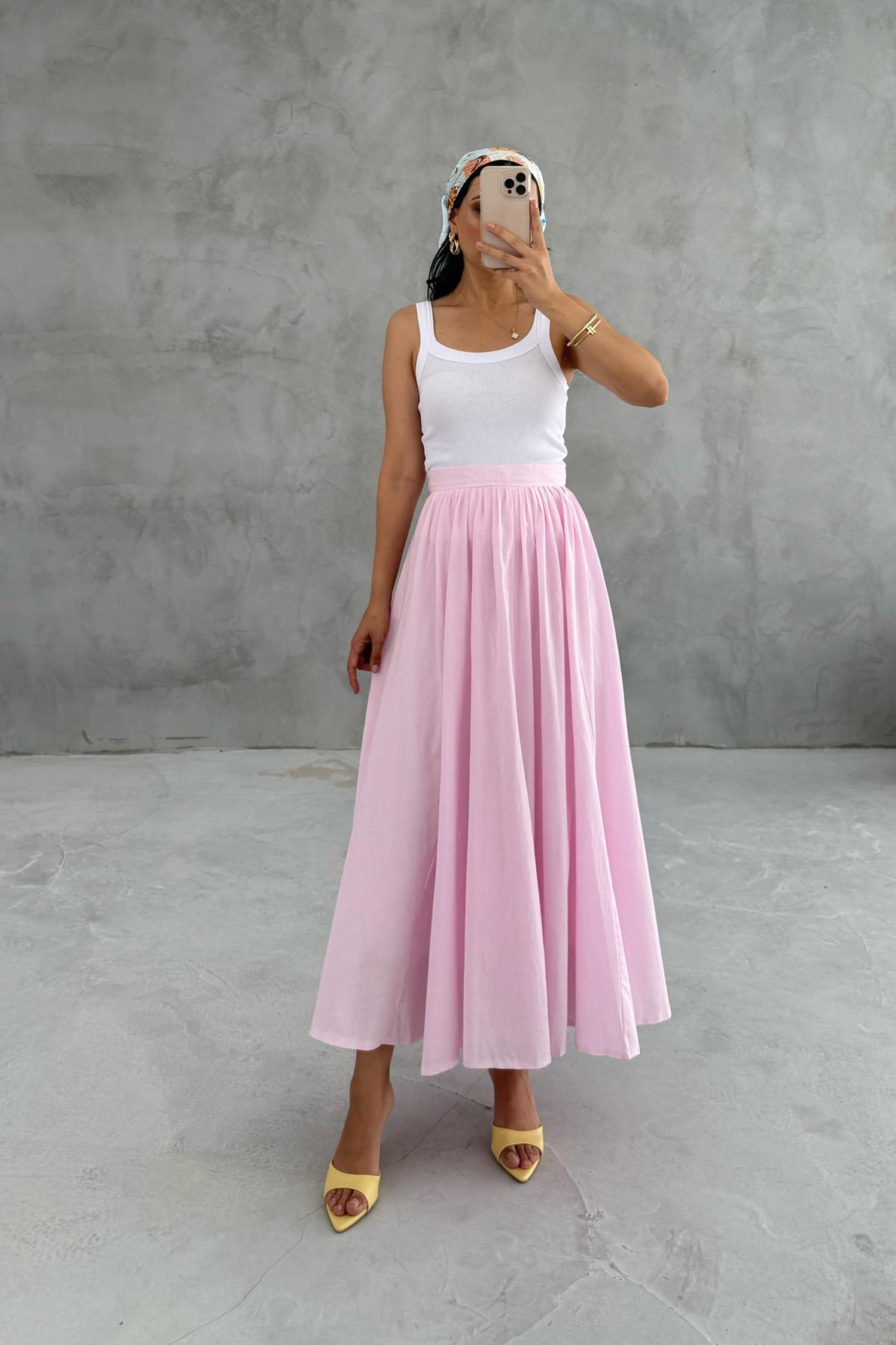 Pembe Pinterest Dökümlü Premıum Etek