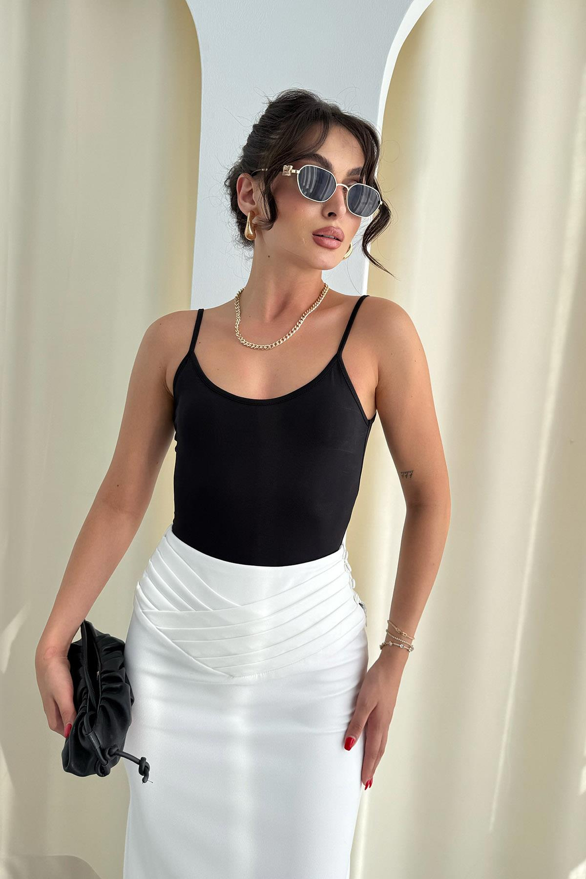 Siyah Basic İp Askılı Body