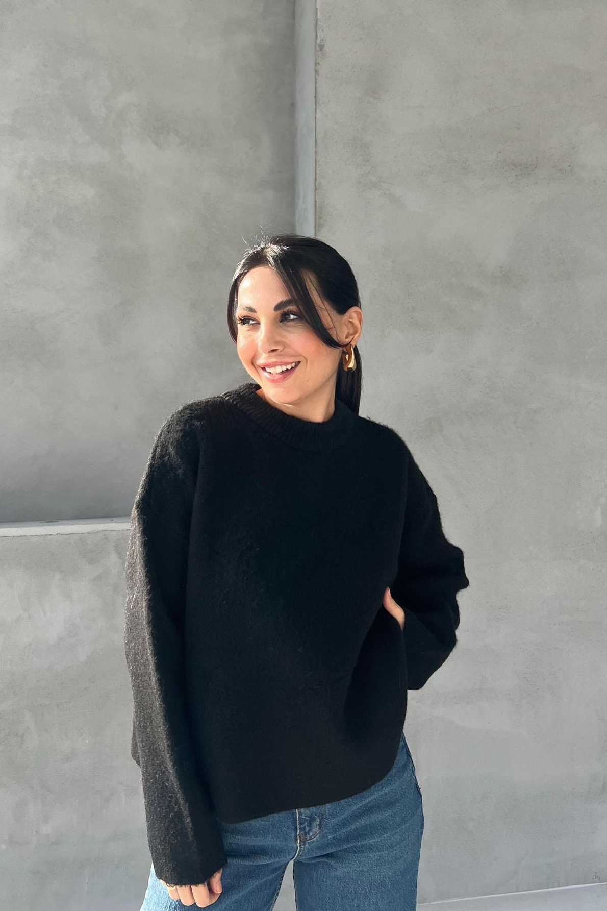 Siyah Sakallı Basic Oversize Kazak