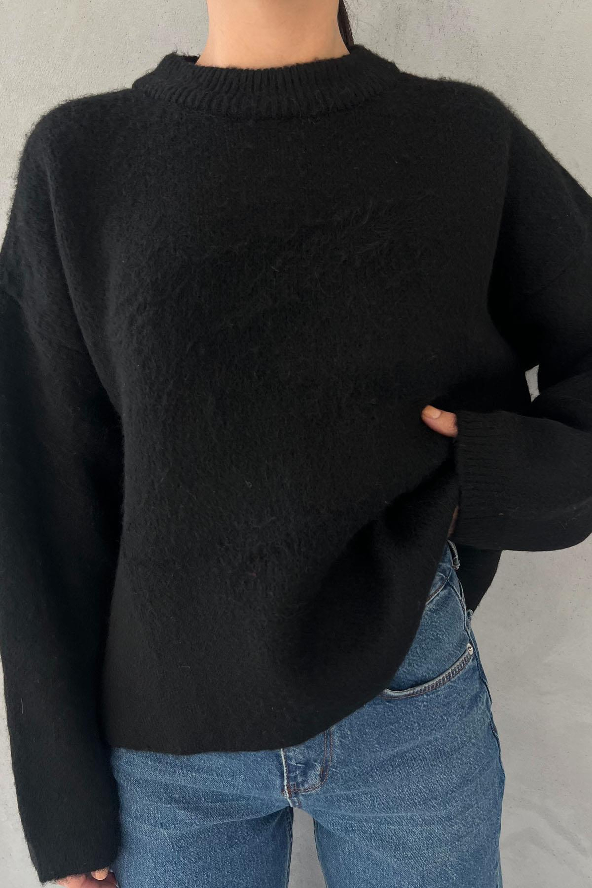 Siyah Sakallı Basic Oversize Kazak