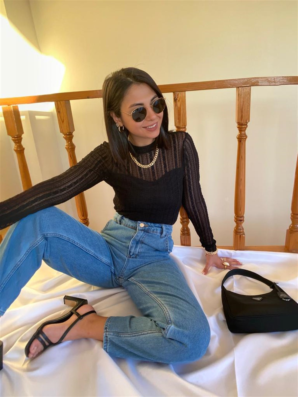 Siyah Vintage Büstiyerli Dantel Bluz