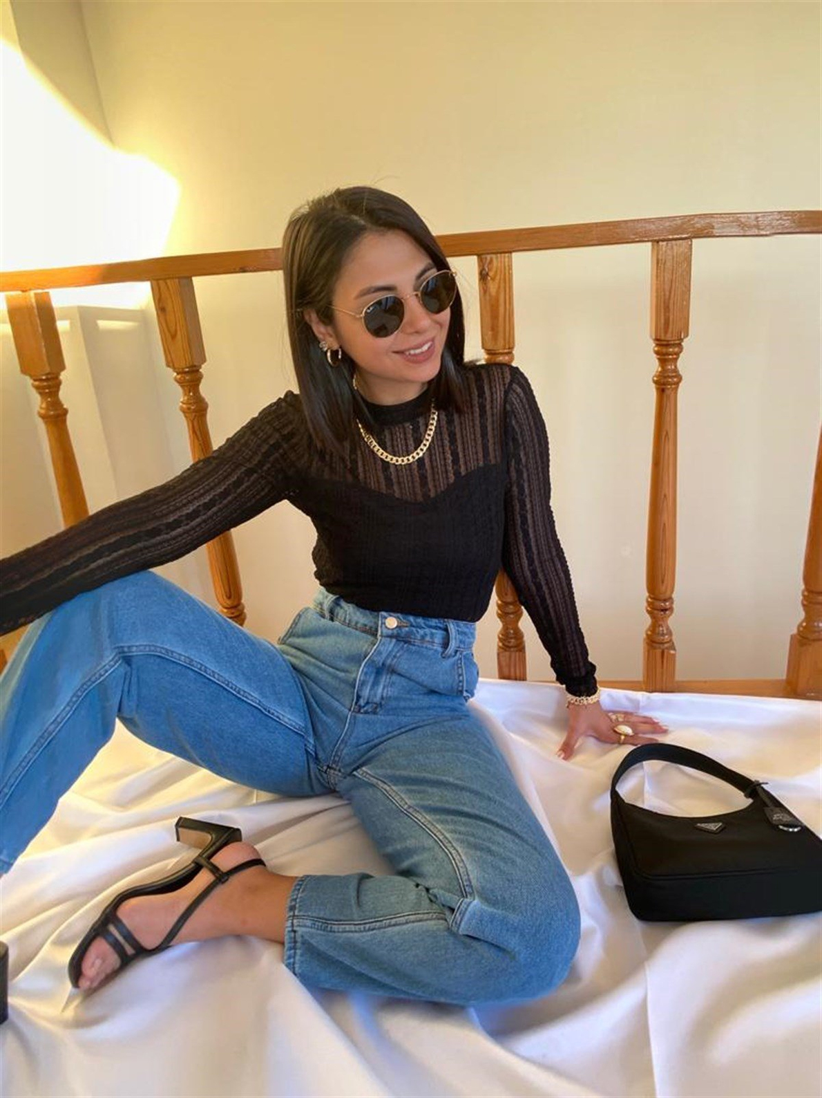 Siyah Vintage Büstiyerli Dantel Bluz