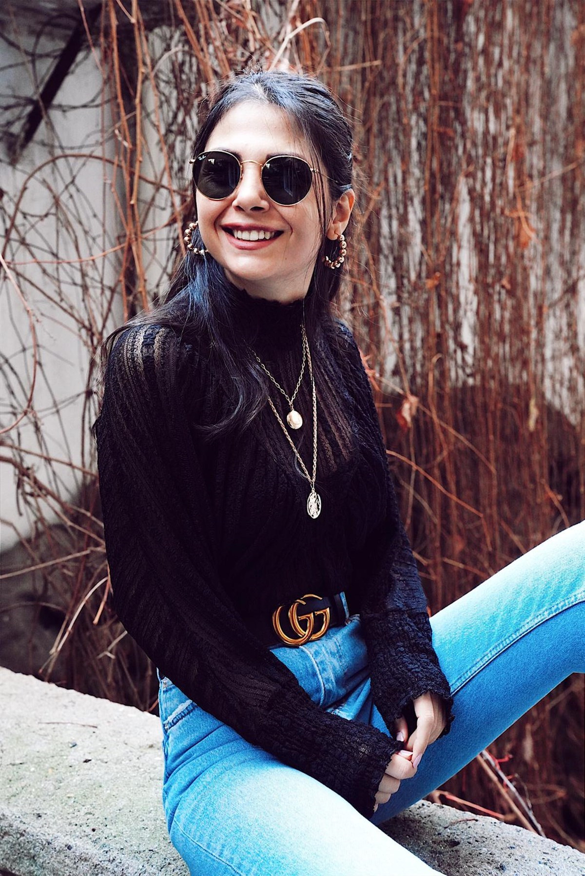 Siyah Vintage Dantel Bluz