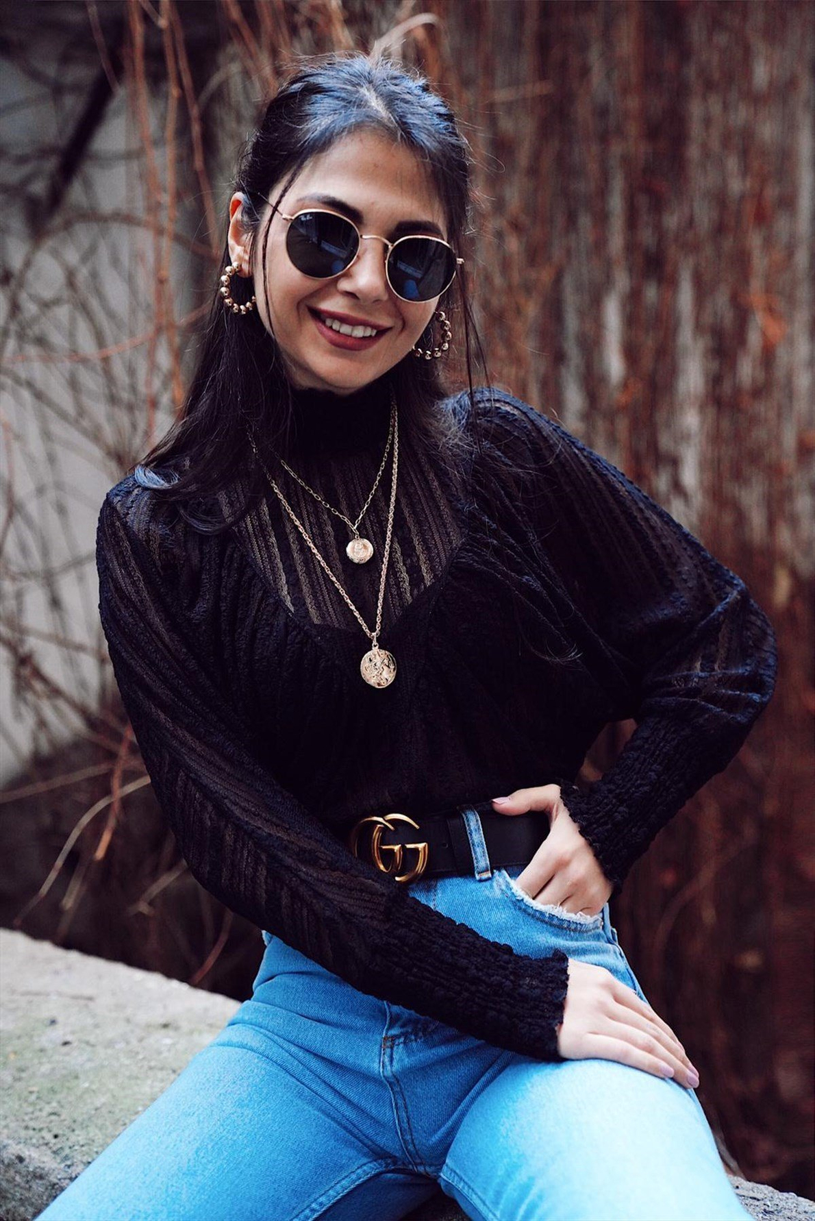Siyah Vintage Dantel Bluz