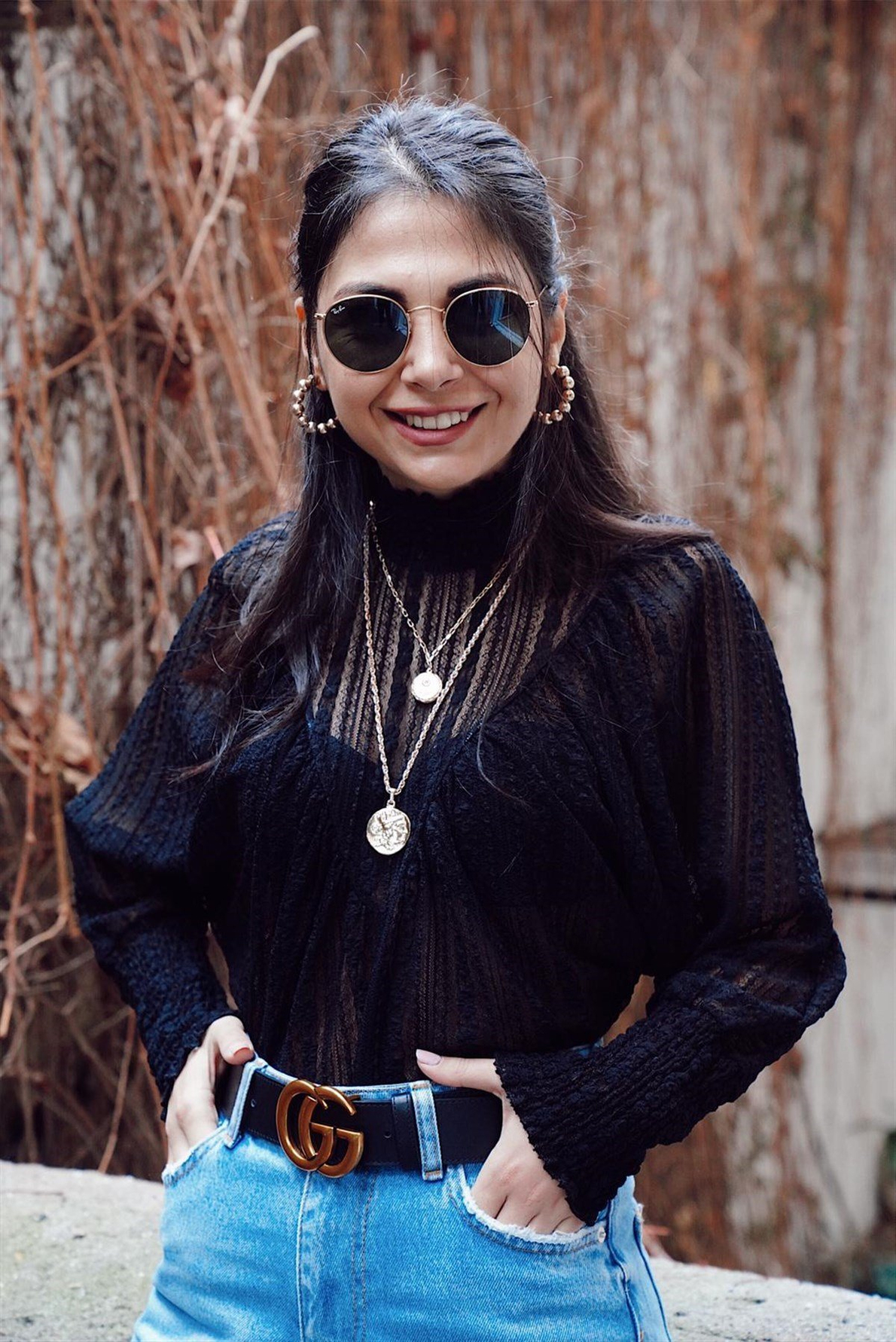 Siyah Vintage Dantel Bluz