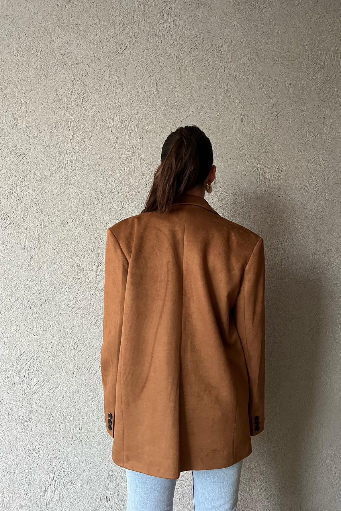 Taba Blazer Model Süet Ceket