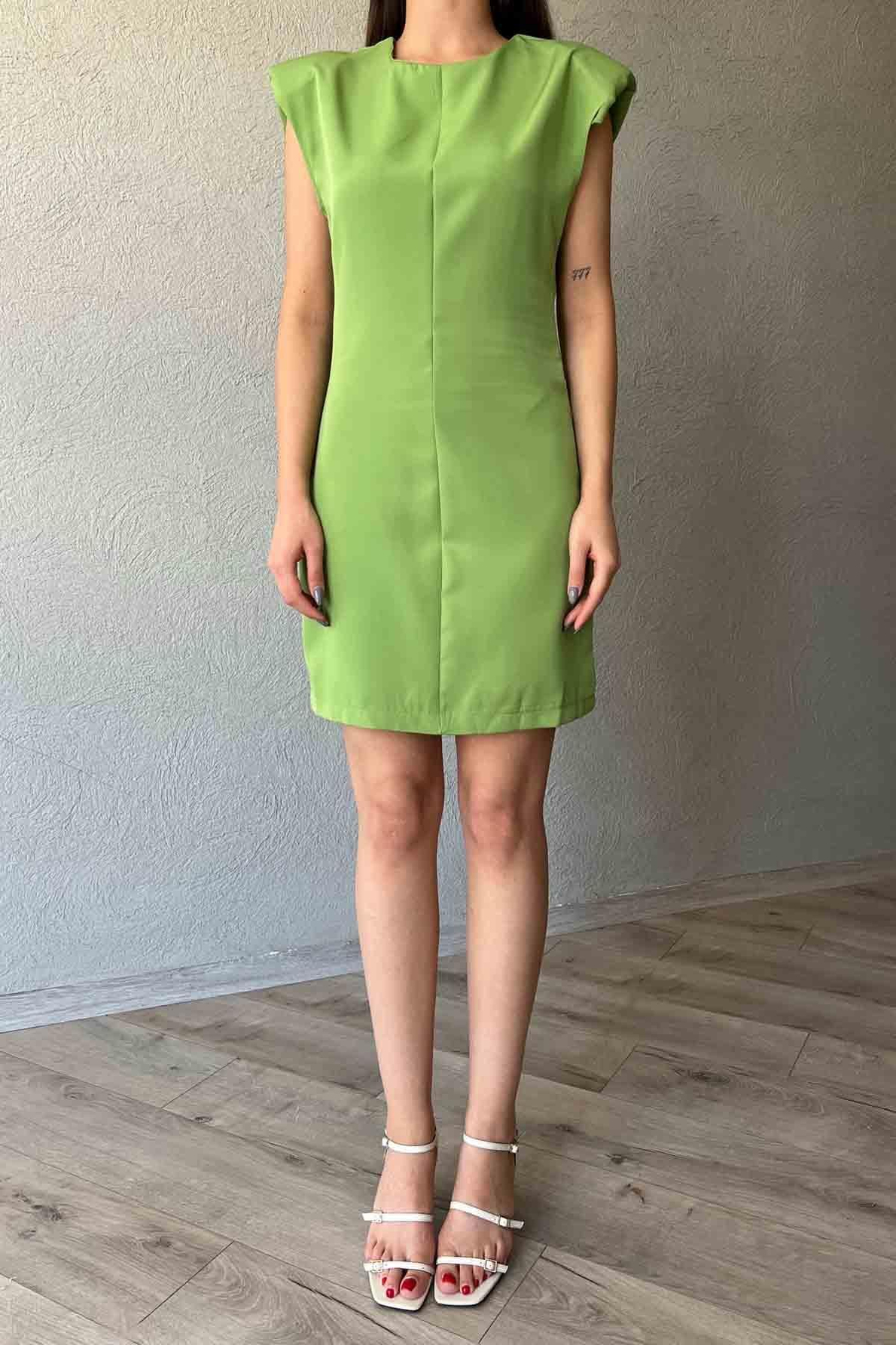 Yeşil Vatka Detaylı Lady Elbise