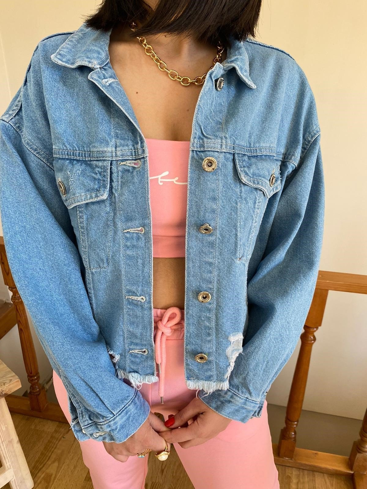 Yıkamalı Denim Kot Ceket