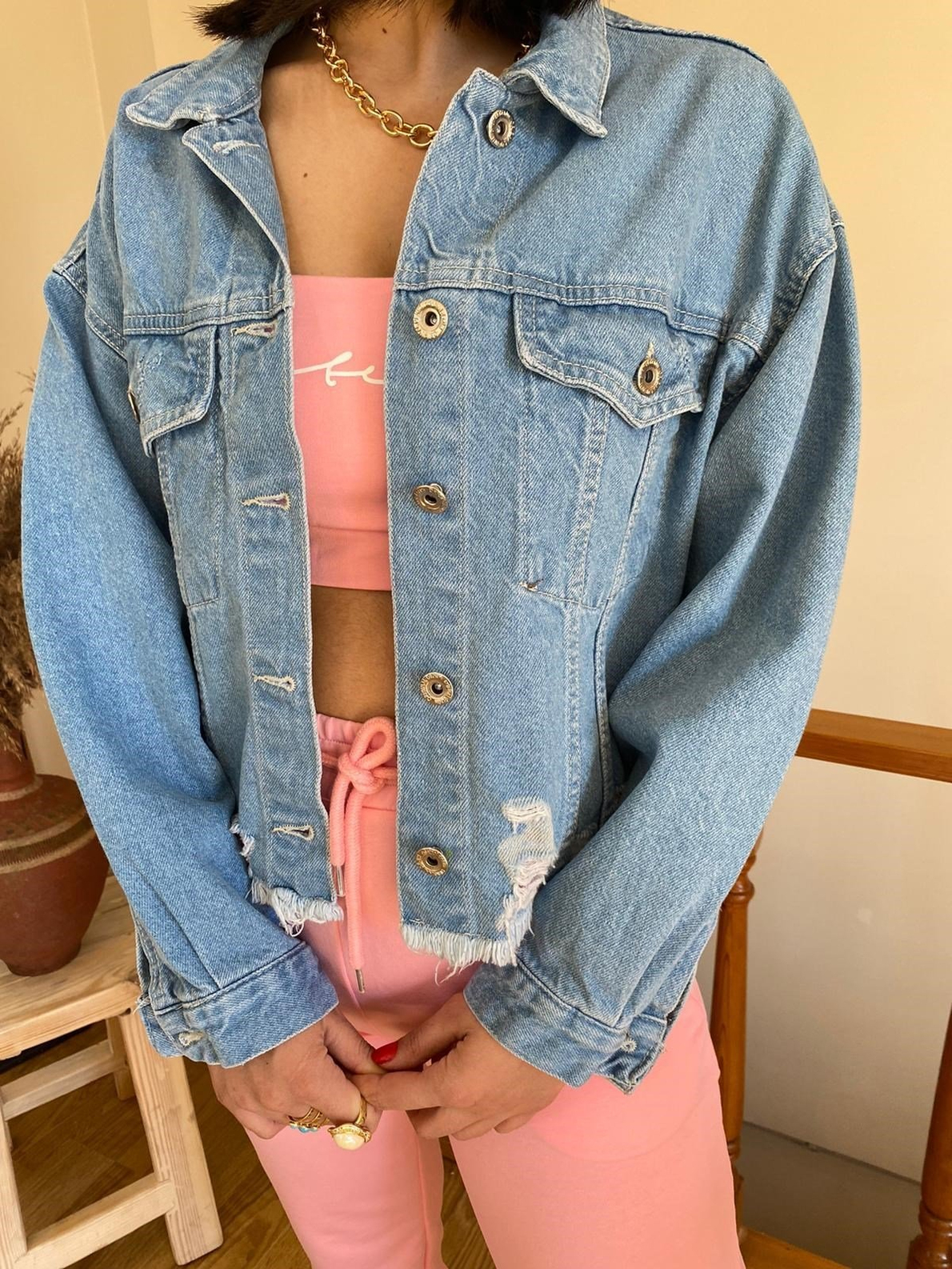 Yıkamalı Denim Kot Ceket