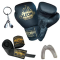 Leon Blade Training Boks Eldiveni, Bandaj Dişlik Anahtarlık Seti Siyah